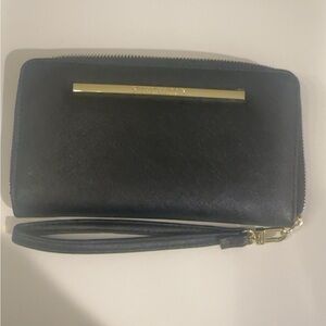 Steve Madden Black Wristlet Wallet with Gold Accent